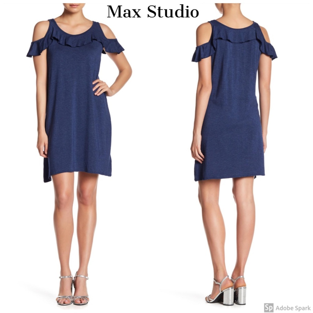 Max Studio Cold Shoulder Dress Sz‎ S Navy Knit NWT